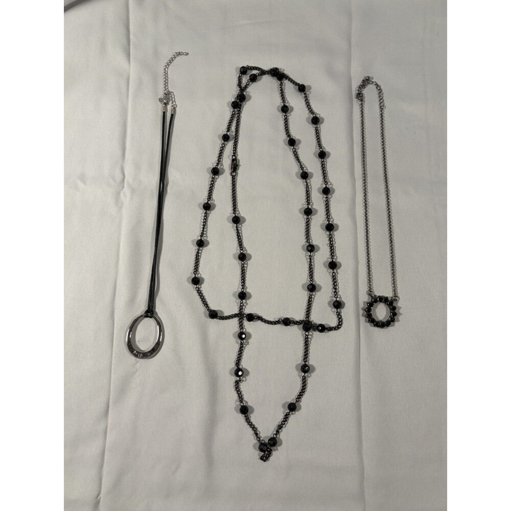 3 Vintage Lia Sophia Necklaces Crystal & Beads w/ One Pendant style  And Rope